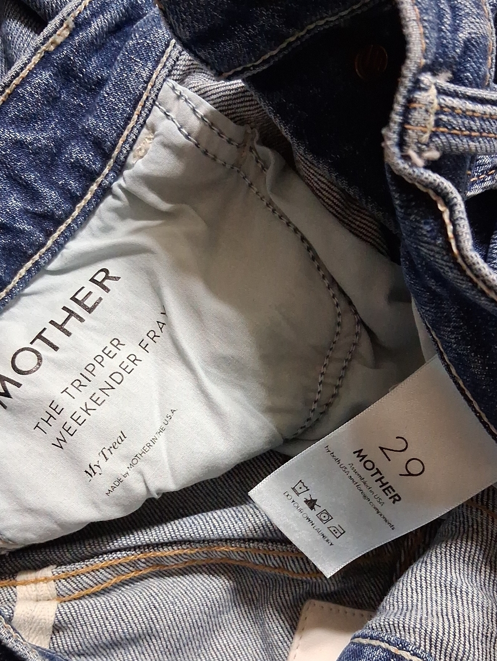 MOTHER Jeans Womens 29 BLUE WEEKEND TRIPPER BUTTON FLY Bootcut Flare Kick Used - Picture 6 of 8